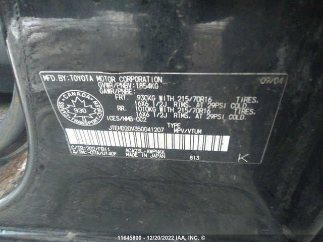 Toyota RAV4 2005 JTEHD20V350041207 Image 10