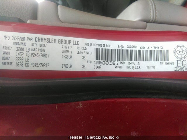 Jeep Grand Cherokee Laredo 2011 1J4RR4GG6BC533618 Image 10
