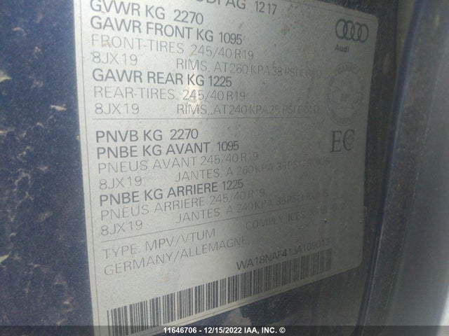WA18NAF41JA109013 Audi A4 Allroad Premium Plus