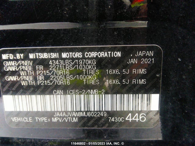 JA4AJVAW8MU602249 Mitsubishi Rvr Se/sel/le/gt