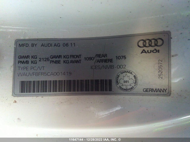 WAUVFBFR5CA001419 Audi A5 Prestige