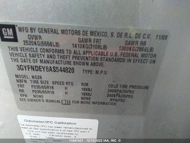 3GYFNDEY8AS544820 Cadillac SRX