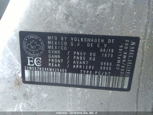 Volkswagen JETTA SEL 2019 3VWE57BU9KM025489 Image 9