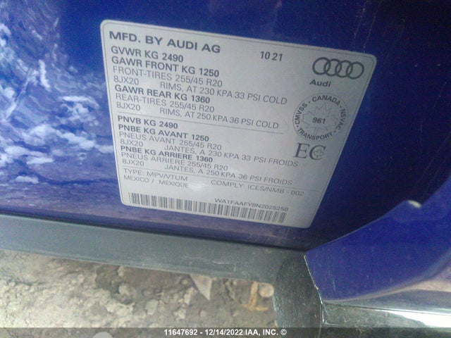 WA1FAAFY8N2025258 Audi Q5 Prestige 45
