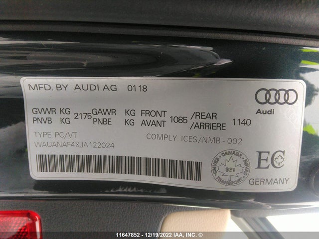 WAUANAF4XJA122024 Audi A4 PREMIUM