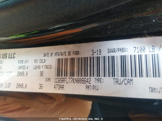 1C6SRFLT7KN808642 RAM 1500 Rebel