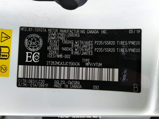 2T2BZMCA3JC156434 Lexus Rx 350/base/f Sport