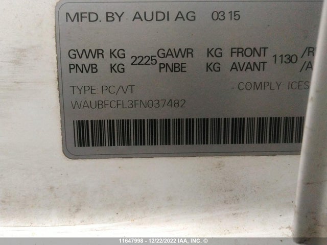 WAUBFCFL3FN037482 Audi A4 PREMIUM