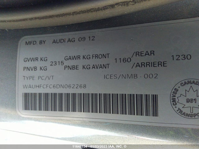 WAUHFCFC6DN062268 Audi A6 PREMIUM