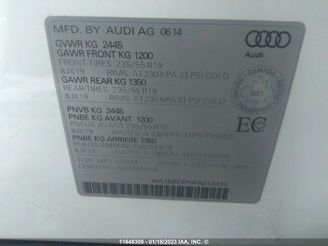 WA1MFCFP9FA013932 Audi Q5 Progressiv