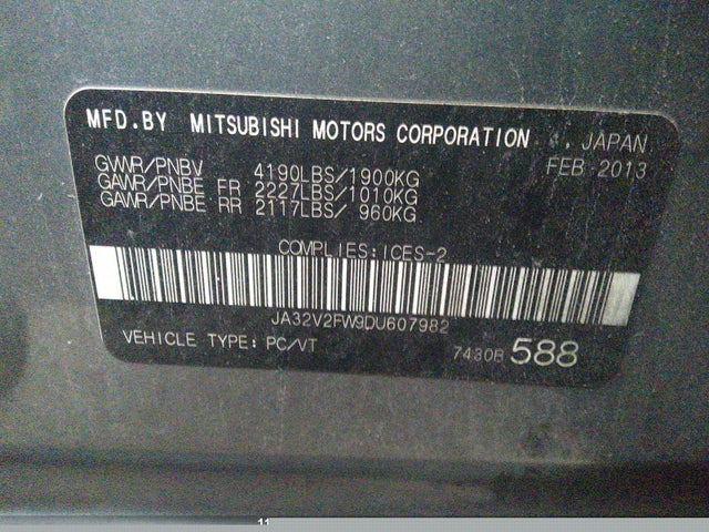 JA32V2FW9DU607982 Mitsubishi Lancer Se