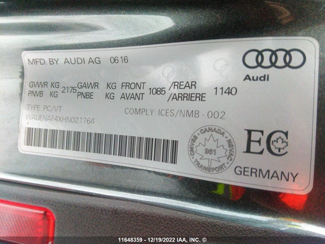 WAUENAF4XHN021764 Audi A4 Premium Plus
