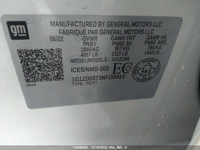 Chevrolet MALIBU LT 2022 1G1ZD5ST3NF155414 Image 10
