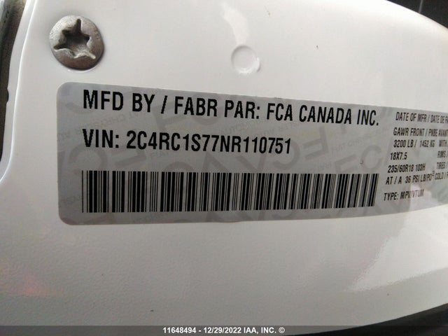 2C4RC1S77NR110751 Chrysler Pacifica