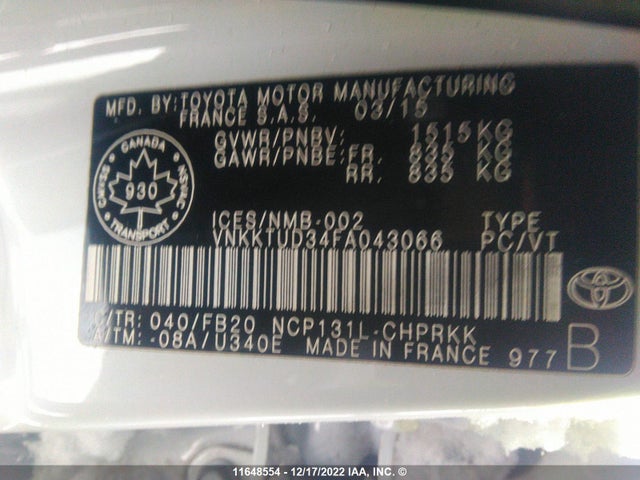 Toyota Yaris 2015 VNKKTUD34FA043066 Image 10