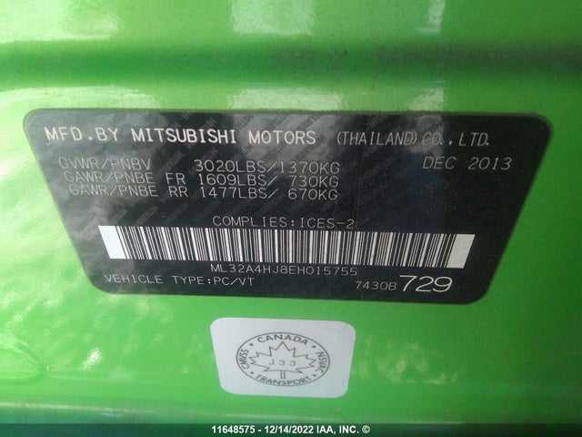 ML32A4HJ8EH015755 Mitsubishi MIRAGE ES