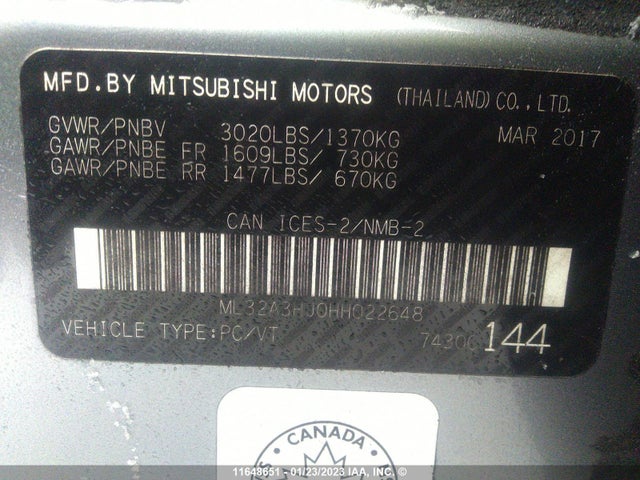 ML32A3HJ0HH022648 Mitsubishi MIRAGE ES