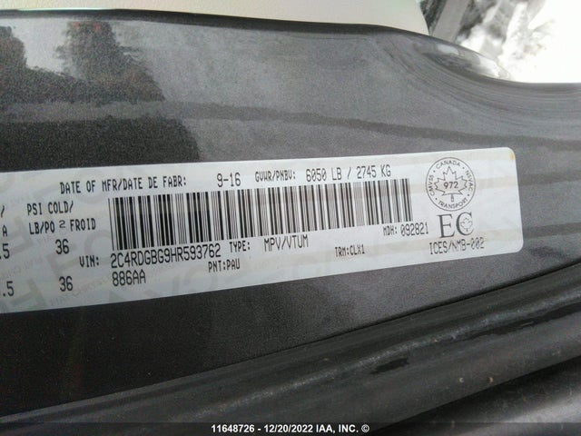 Dodge Grand Caravan Se 2017 2C4RDGBG9HR593762 Image 10