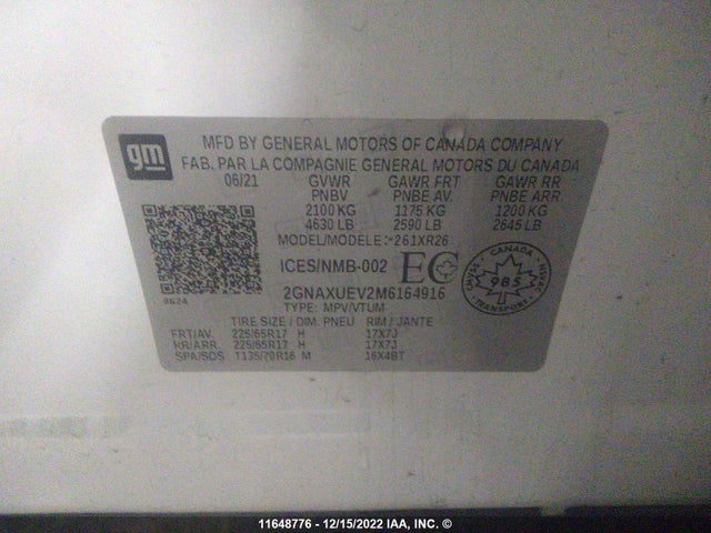 Chevrolet EQUINOX LT 2021 2GNAXUEV2M6164916 Image 9