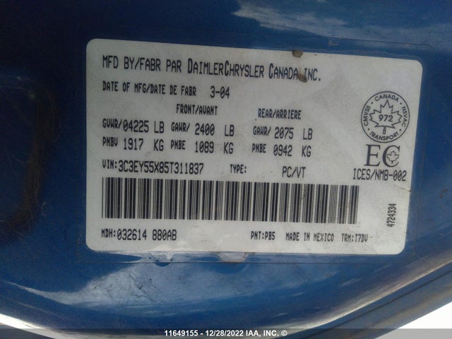3C3EY55X85T311837 Chrysler Pt Cruiser Touring