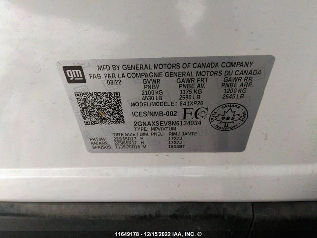 Chevrolet EQUINOX LS 2022 2GNAXSEV8N6134034 Image 9