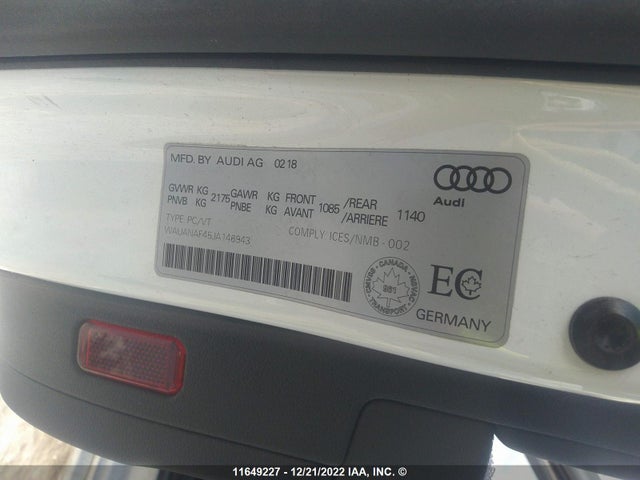 WAUANAF45JA146943 Audi A4 PREMIUM
