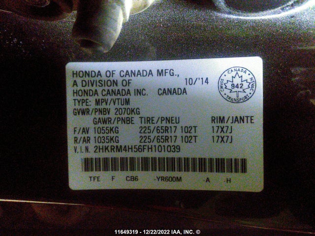 Honda CR-V EX 2015 2HKRM4H56FH101039 Image 9