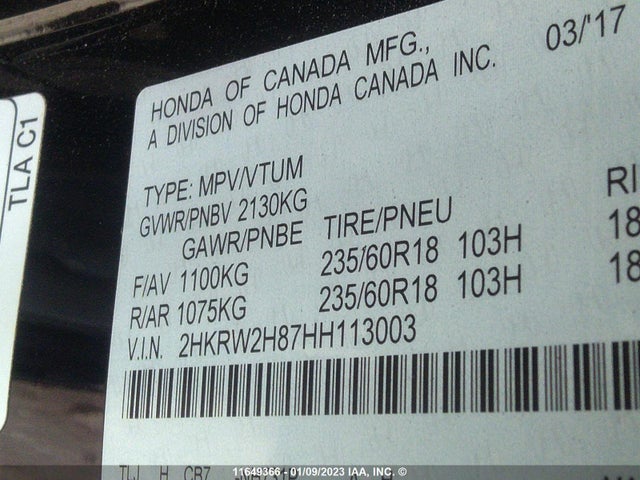 Honda CR-V EXL 2017 2HKRW2H87HH113003 Image 9