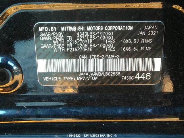JA4AJVAW8MU602588 Mitsubishi Rvr Se/sel/le/gt