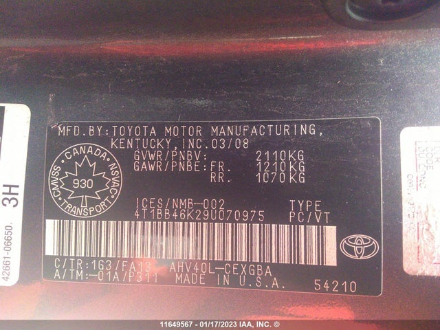 Toyota CAMRY HYBRID 2009 4T1BB46K29U070975 Image 10