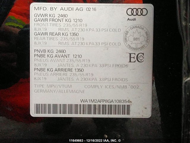 WA1M2AFP8GA108354 Audi Q5 Progressiv/s-line