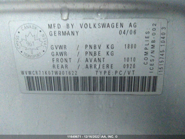 Volkswagen Rabbit 2007 WVWCR71K07W001622 Image 10