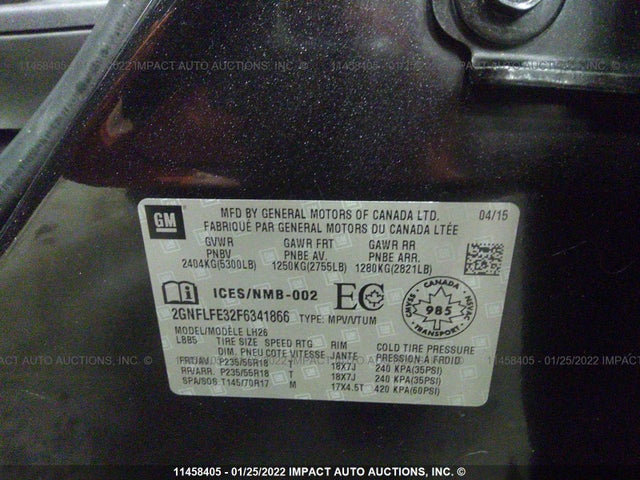 Chevrolet EQUINOX LT 2015 2GNFLFE32F6341866 Image 9