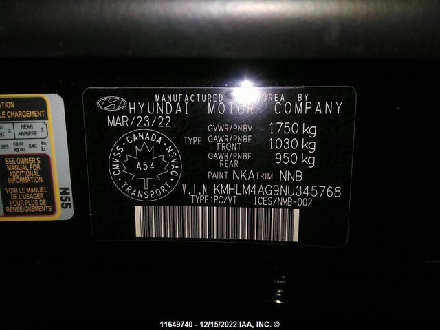 Hyundai ELANTRA SEL 2022 KMHLM4AG9NU345768 Image 9