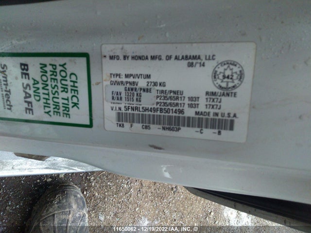 Honda ODYSSEY EX 2015 5FNRL5H49FB501496 Image 11