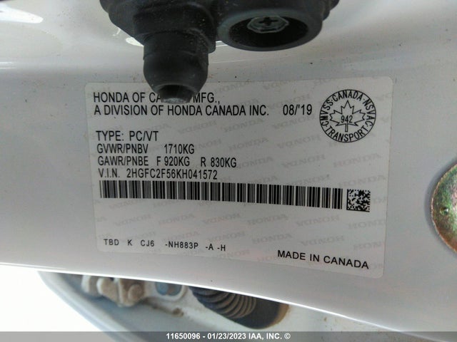 Honda Civic Lx 2019 2HGFC2F56KH041572 Image 10