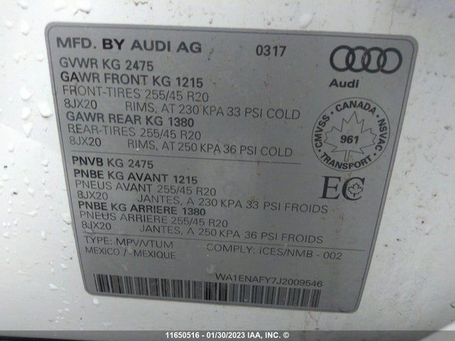 WA1ENAFY7J2009546 Audi Q5 Progressiv S-line
