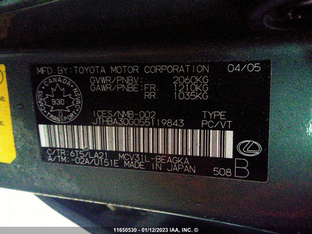 JTHBA30G055119843 Lexus ES 330