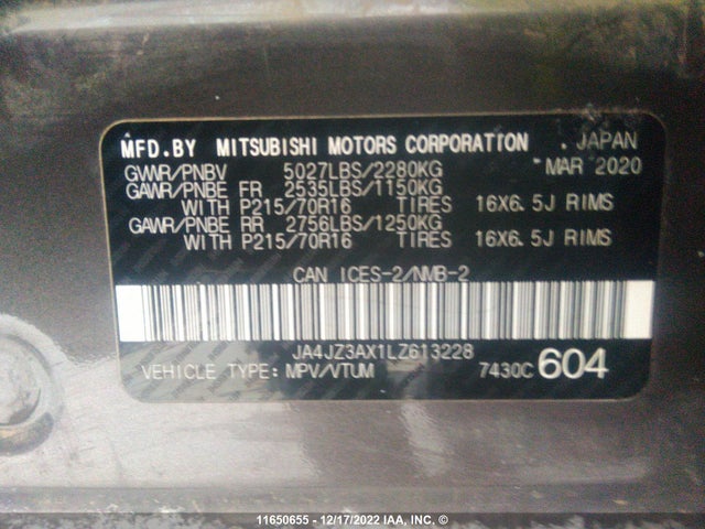 JA4JZ3AX1LZ613228 Mitsubishi Outlander