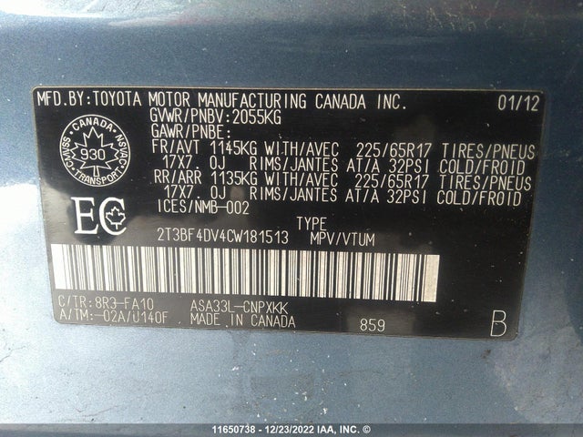 Toyota RAV4 2012 2T3BF4DV4CW181513 Image 10