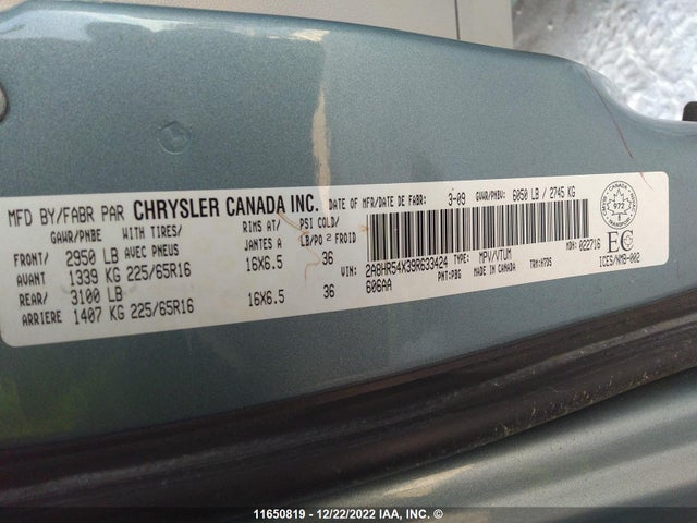 2A8HR54X39R633424 Chrysler Town & Country Touring