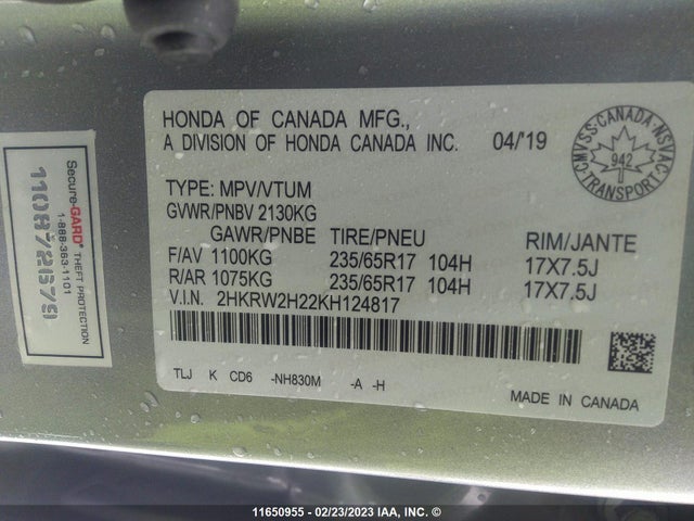 Honda CR-V LX 2019 2HKRW2H22KH124817 Image 11