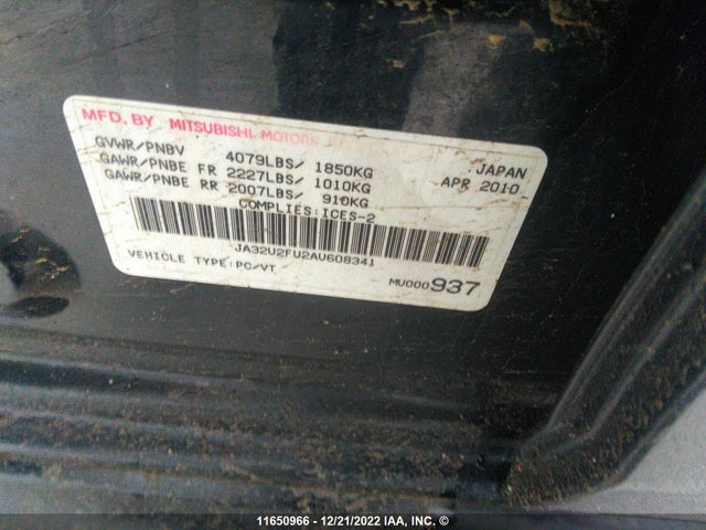JA32U2FU2AU608341 Mitsubishi Lancer Es/es Sport