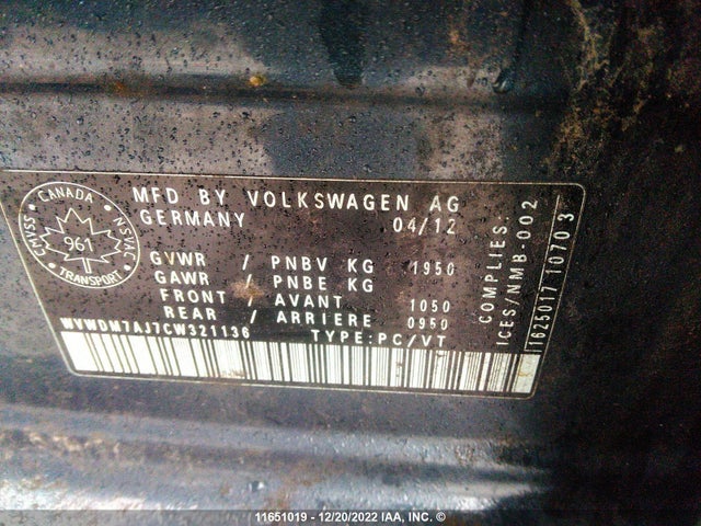 Volkswagen Golf 2012 WVWDM7AJ7CW321136 Image 10