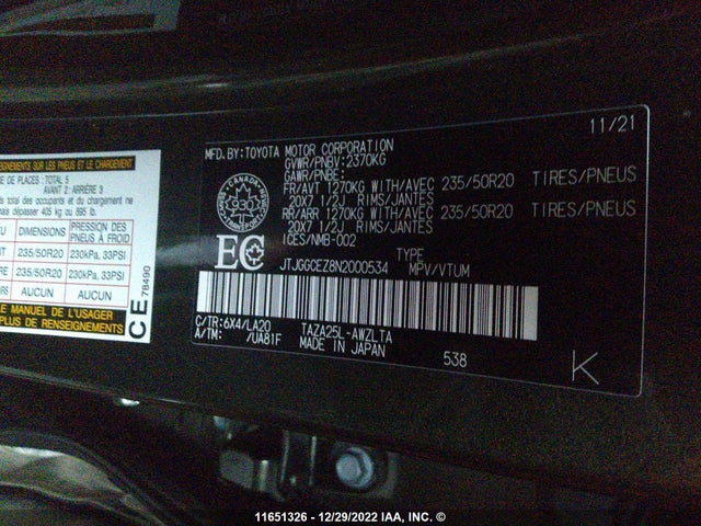 JTJGGCEZ8N2000534 Lexus NX 350
