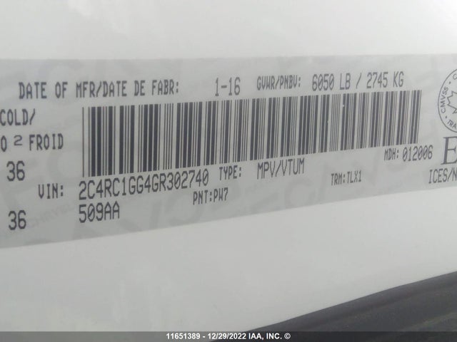 2C4RC1GG4GR302740 Chrysler Town & Country Limited Platinum