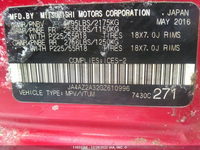 JA4AZ2A32GZ610996 Mitsubishi Outlander Es