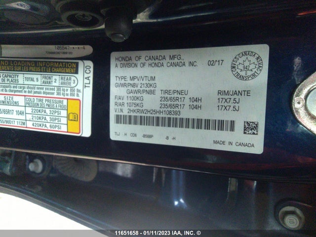 Honda CR-V LX 2017 2HKRW2H25HH108393 Image 9