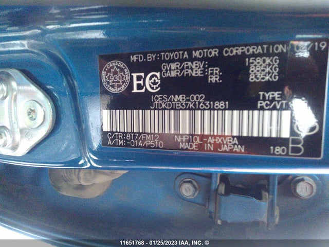 Toyota PRIUS C 2019 JTDKDTB37K1631881 Image 9