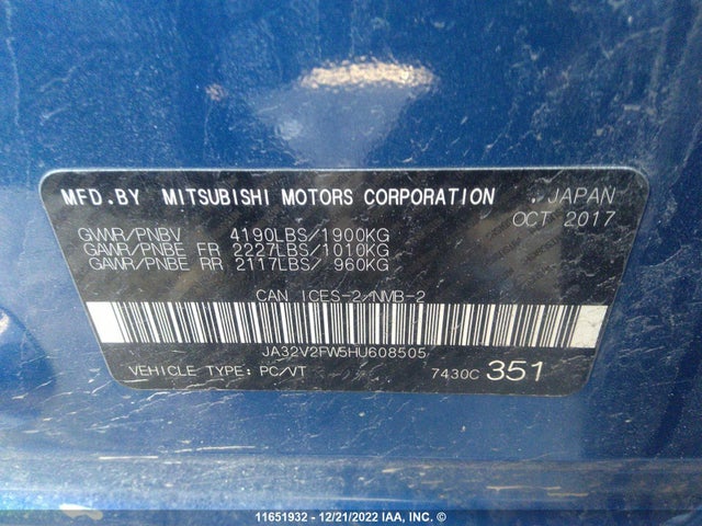 JA32V2FW5HU608505 Mitsubishi Lancer Es/se/sel